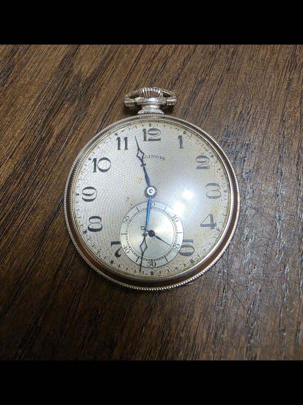 Illinois 1923 Vintage Pocket Watch in Silver Tone Needs Cleaning